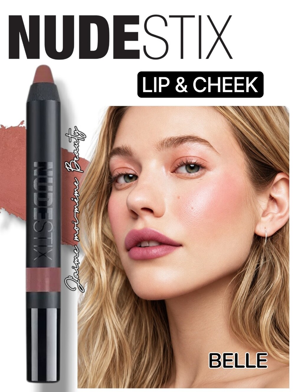 NUDESTIX Belle Lip & Cheek Stick - Cool Tone Rosy Pink